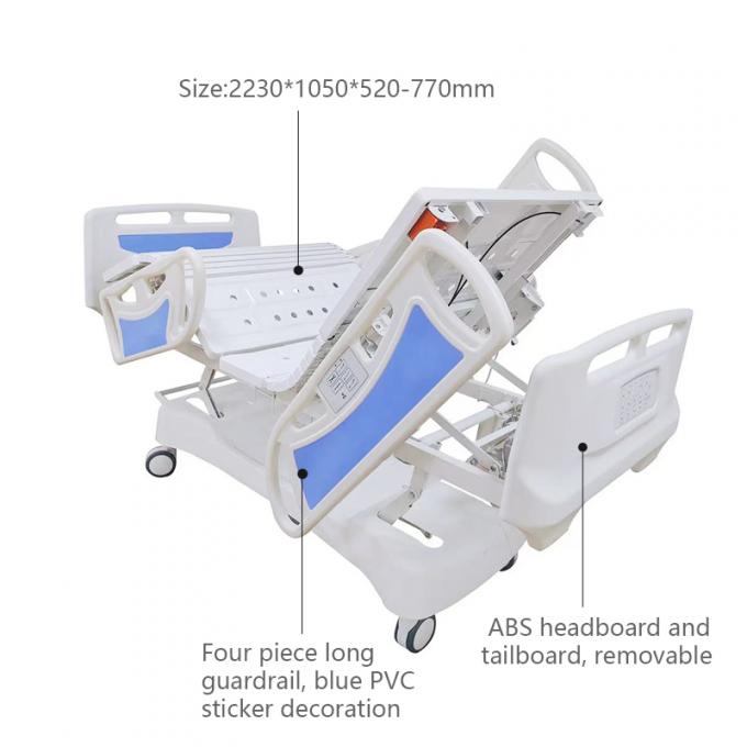 調節可能な青い電気病院 看護ベッド 770mm 蓋付き5機能 0